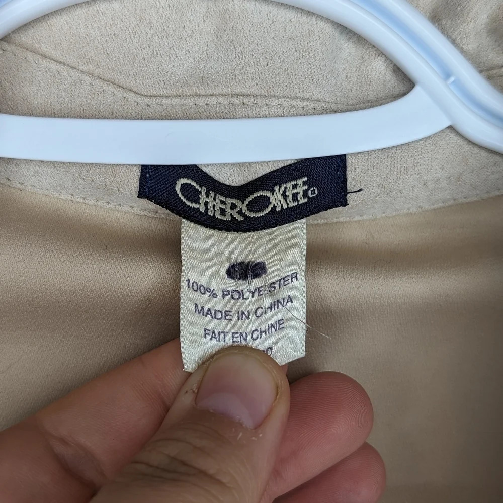 Vintage Cherokee 1/4 Button Down Collared Top Cream Neutral Women  Large - Picture 3 of 8